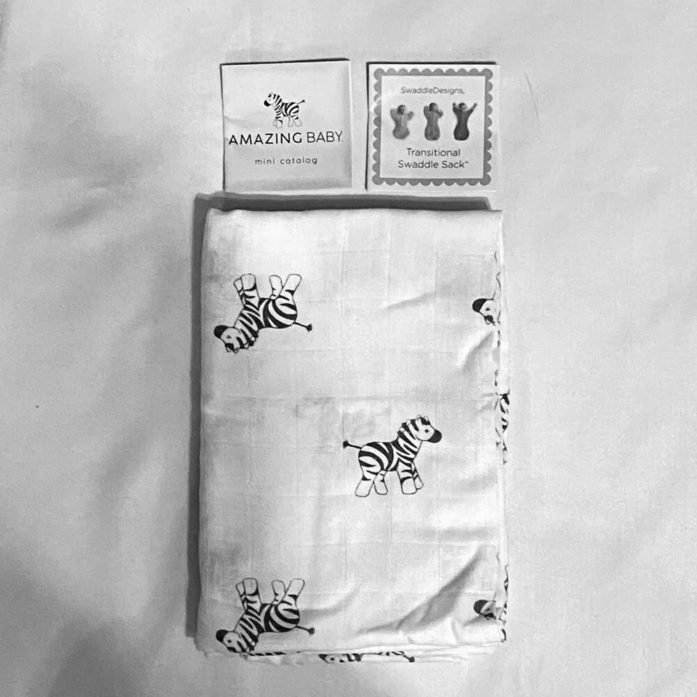 Amazing Baby Newborn Cotton Muslin Zebra Swaddle Blanket 36x36 inch Breathable